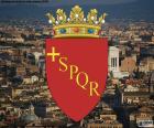 Герб города Рима является готический щит фиолетовый с греческого креста и инициалы SPQR латинского выражения Senatvs Popvlvs Romanvs Qve
